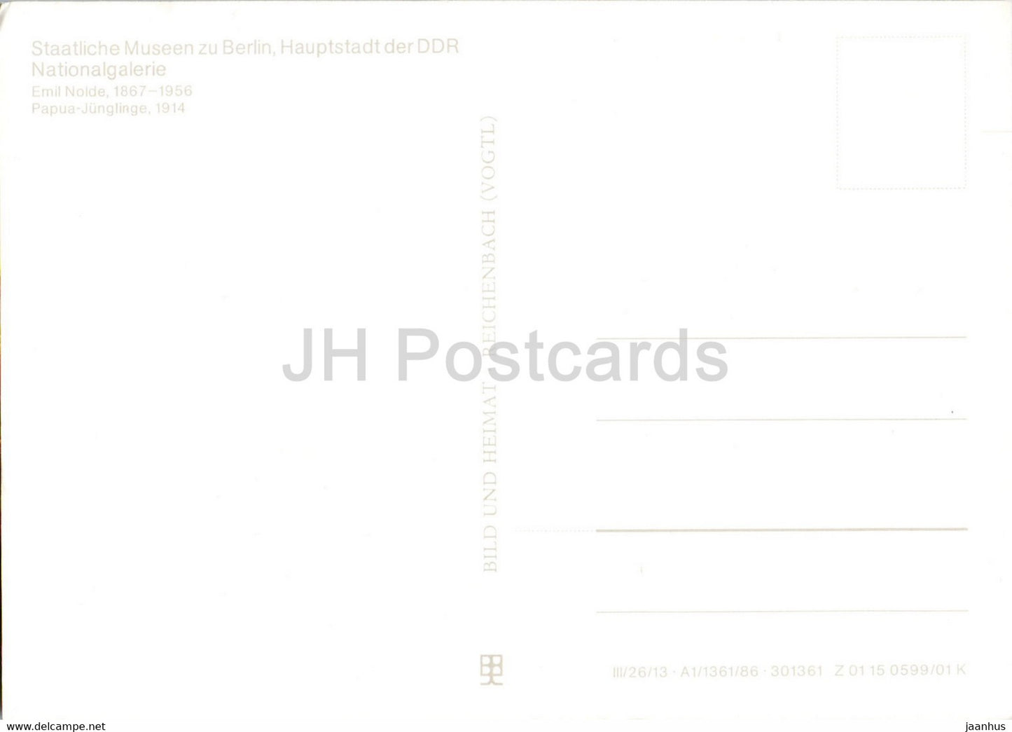 painting by Emil Nolde - Papua Junglinge - Papua children - German art - Germany DDR - unused