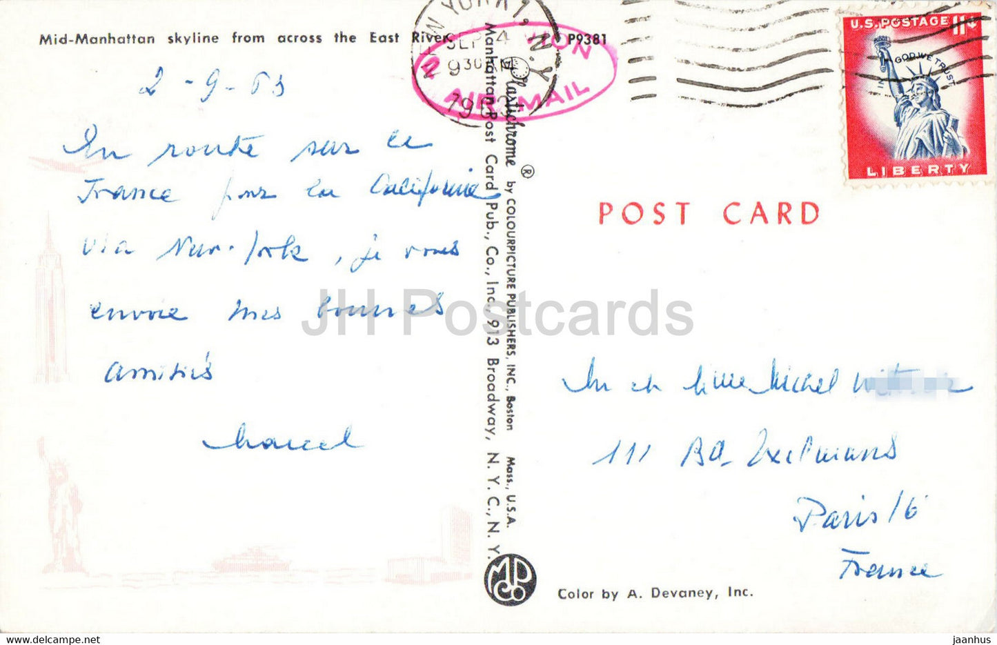 Mid Manhattan skyline from across the East River - 1963 - USA - used