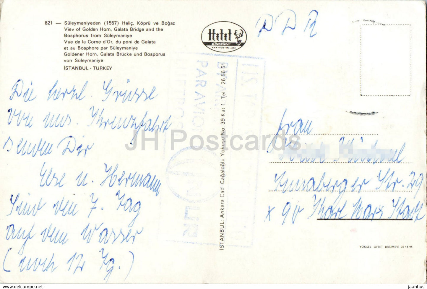 Istanbul - Vue du pont Golden Horn Galata et du Bosphore depuis Suleymaniye - Hitit - Turquie - utilisé