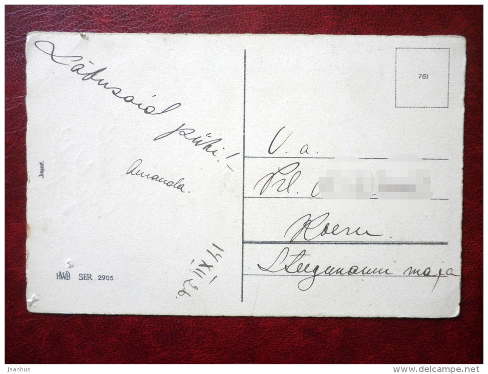 Christmas Greeting Card - winter fores - moon - HWB - SER 2905 - circulated in 1926 - Estonia - used - JH Postcards