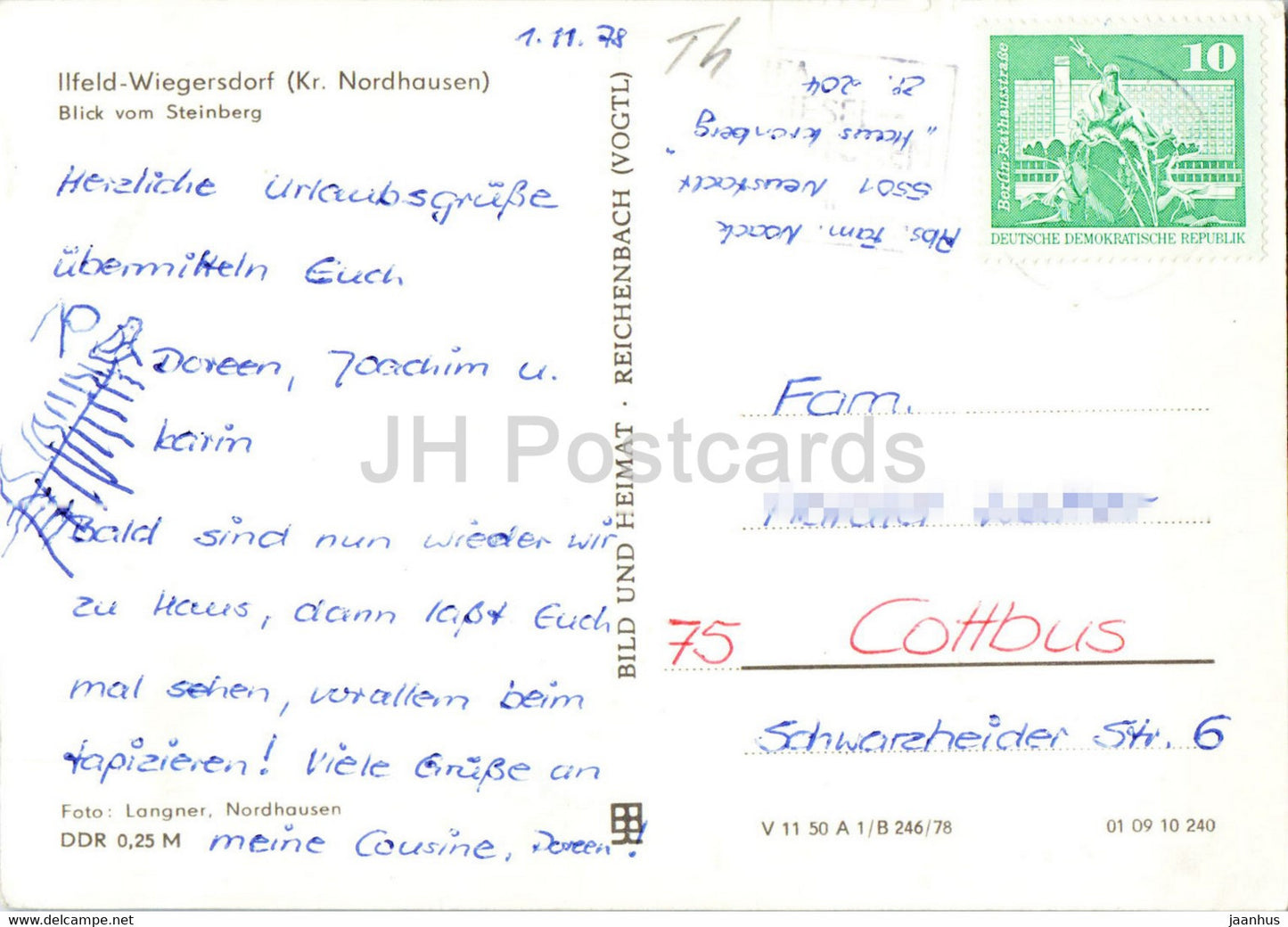 Ilfeld Wiegersdorf - Blick vom Steinberg - 1978 - Germany DDR - used