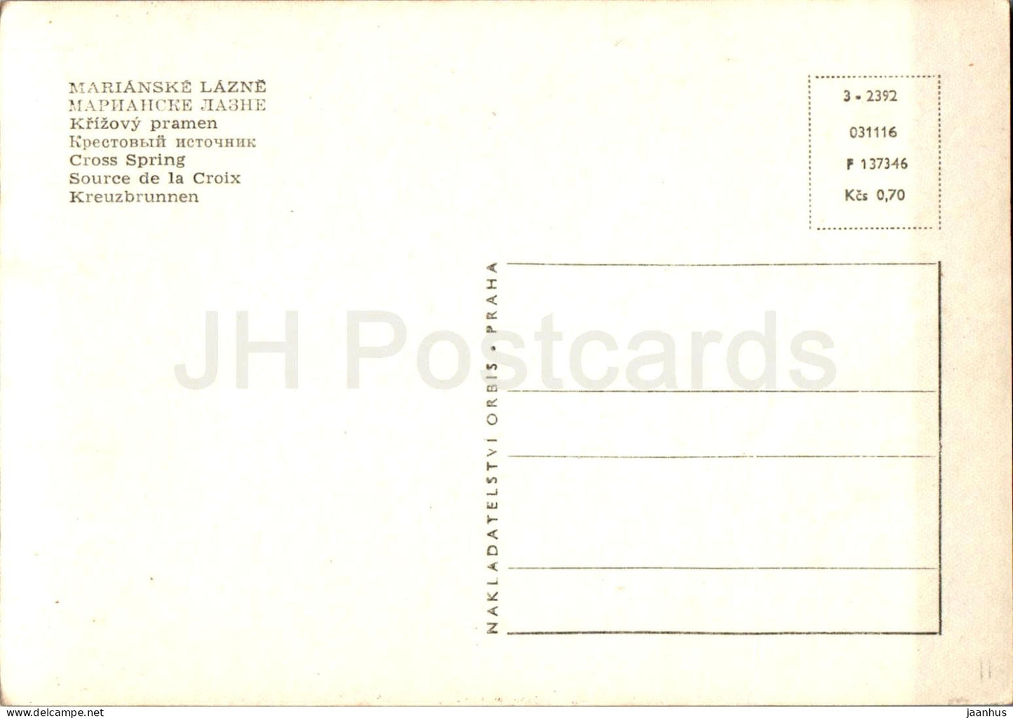 Marianske Lazne - Krizovy pramen - Cross Spring -- République tchèque - Tchécoslovaquie - inutilisé