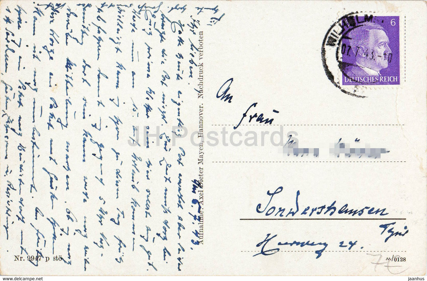 Hannover - Herrenhausen - Blick auf das Luststuck mit grosser Fontane - 1943 - old postcard - Germany - used