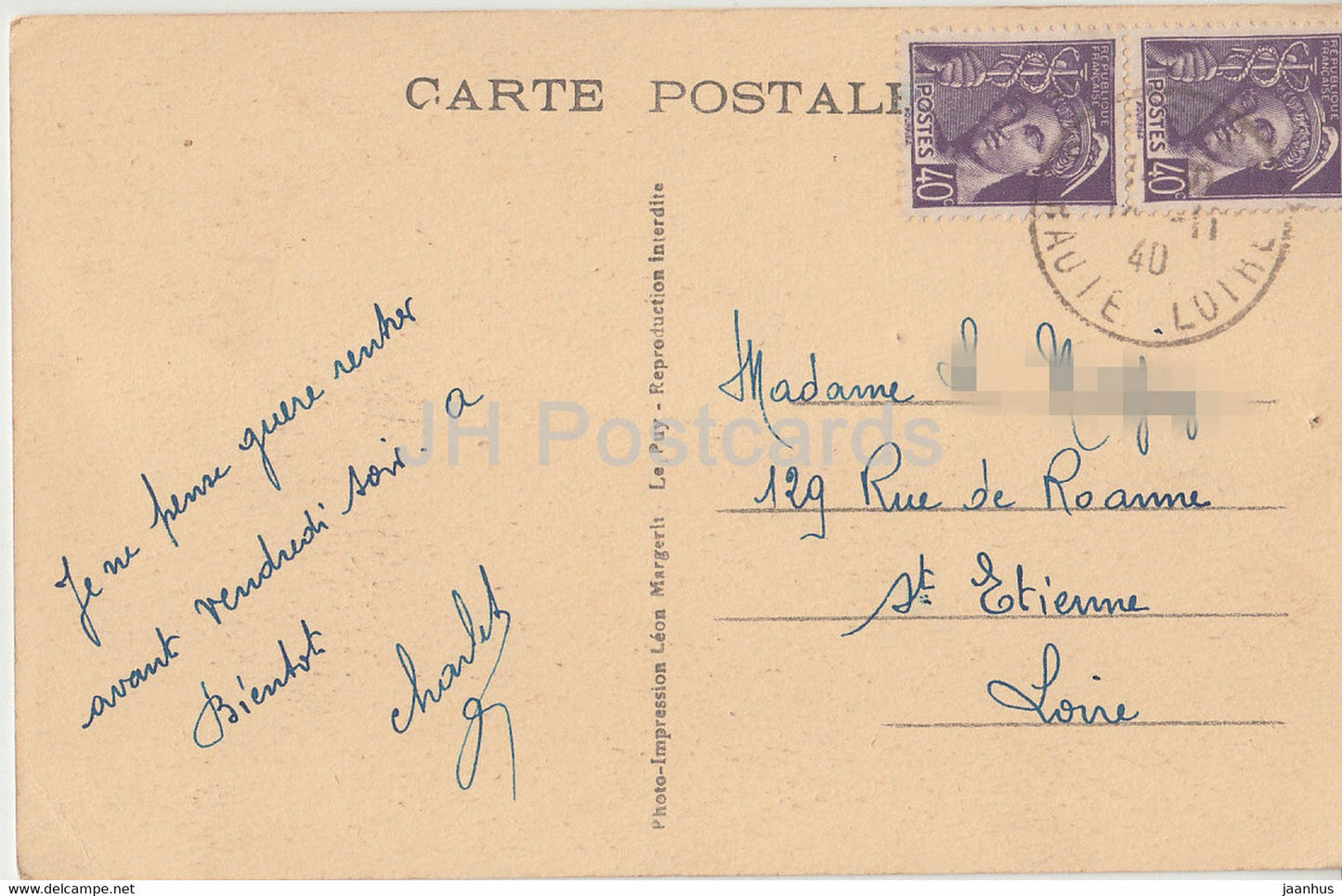 Environs de Saugues - Les Gorges de la Seuge - 4689 - carte postale ancienne - 1940 - France - oblitéré