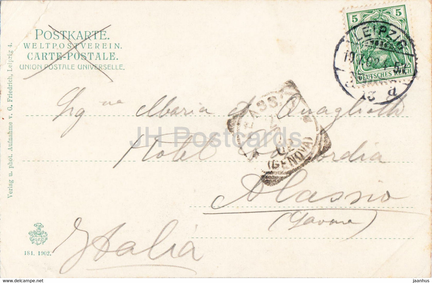 Leipzig - Bismarckdenkmal - 1902 - carte postale ancienne - Allemagne - inutilisée