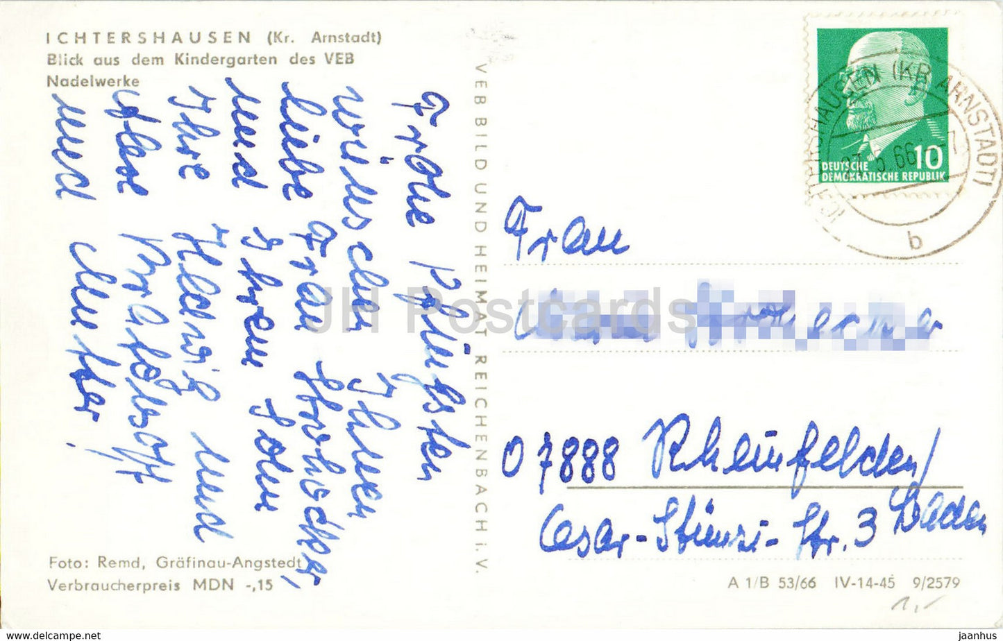Ichtershausen - Blick aus dem Kinderharten des VEB Nadelwerke - 1966 - Deutschland DDR - gebraucht