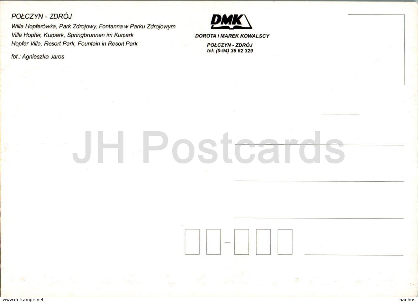 Polczyn Zdroj - Willa Hopferowka - Park Zdrojowy - Fontanna - villa - resort park - fountain multiview - Poland - unused