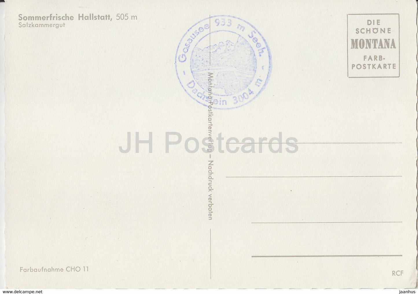 Sommerfrische Hallstatt 505 m - Salzkammergut - bateau - Autriche - inutilisé