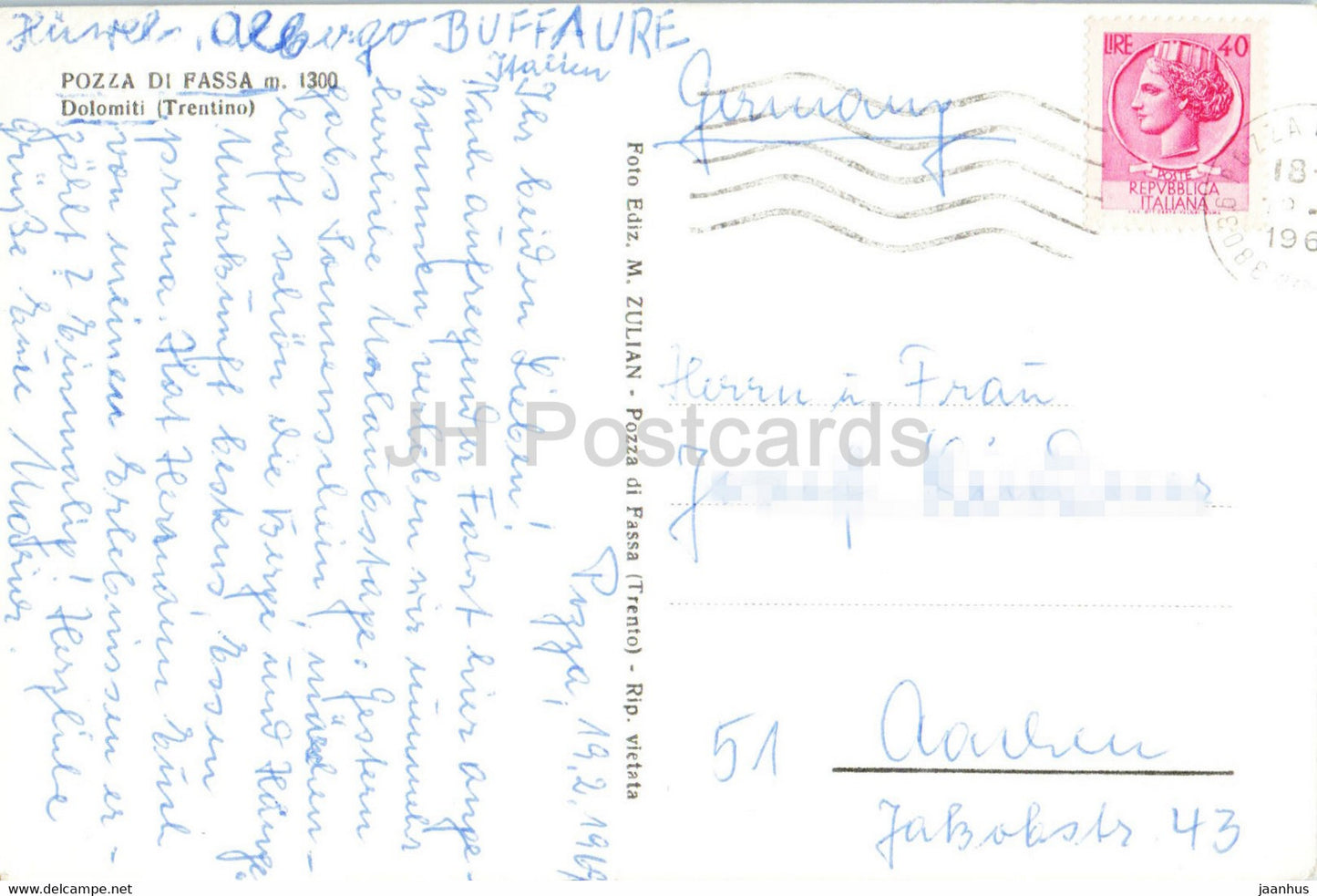 Pozza di Fassa - Dolomiti - Trentino - skiing - 1969 - Italy - used