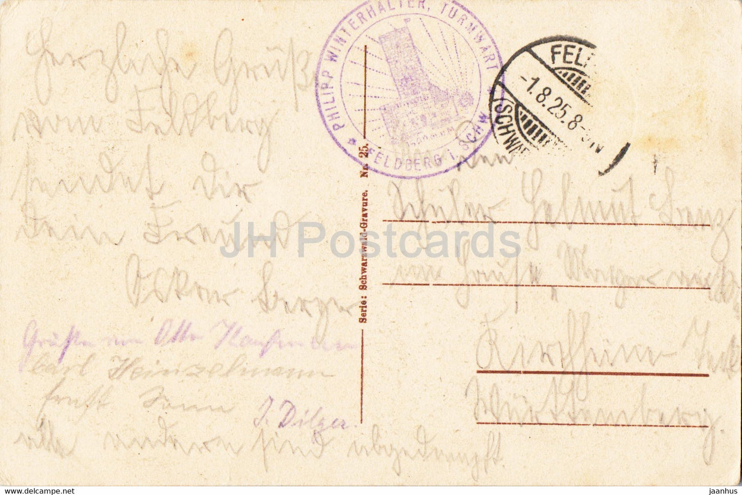 Bad Schwarzwald - Feldberg - 1500 m Aussichtsturm - old postcard - 1925 - Germany - used