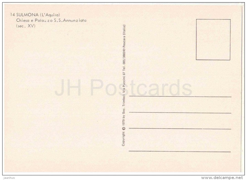 Chiesa e Palazzo S.S. Annunziata - church , palace - Sulmona - Abruzzo - 14 - Italia - Italy - unused - JH Postcards