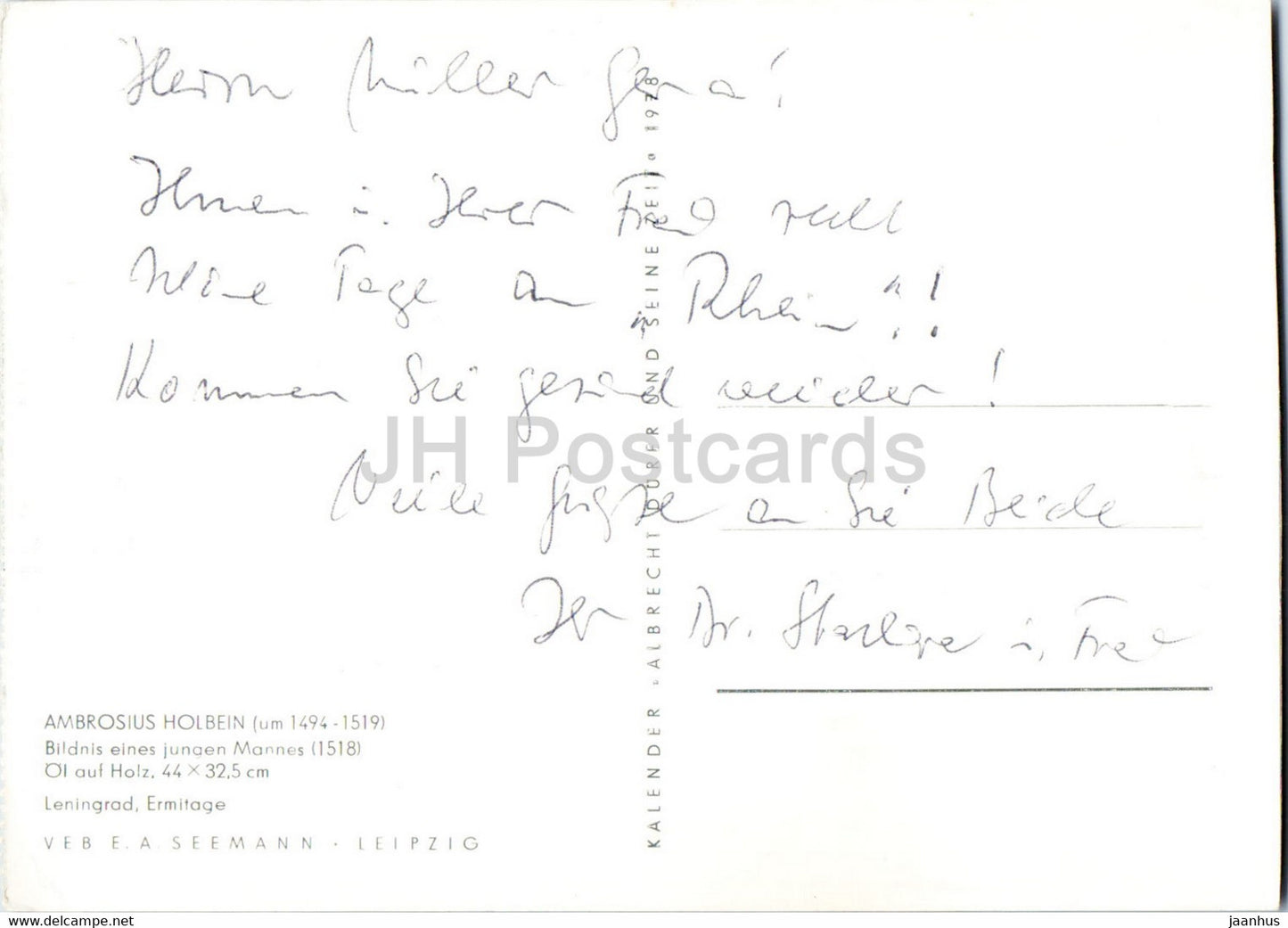 painting by Ambrosius Holbein - Bildnis eines jungen Mannes - Young man - German art - Germany DDR - used