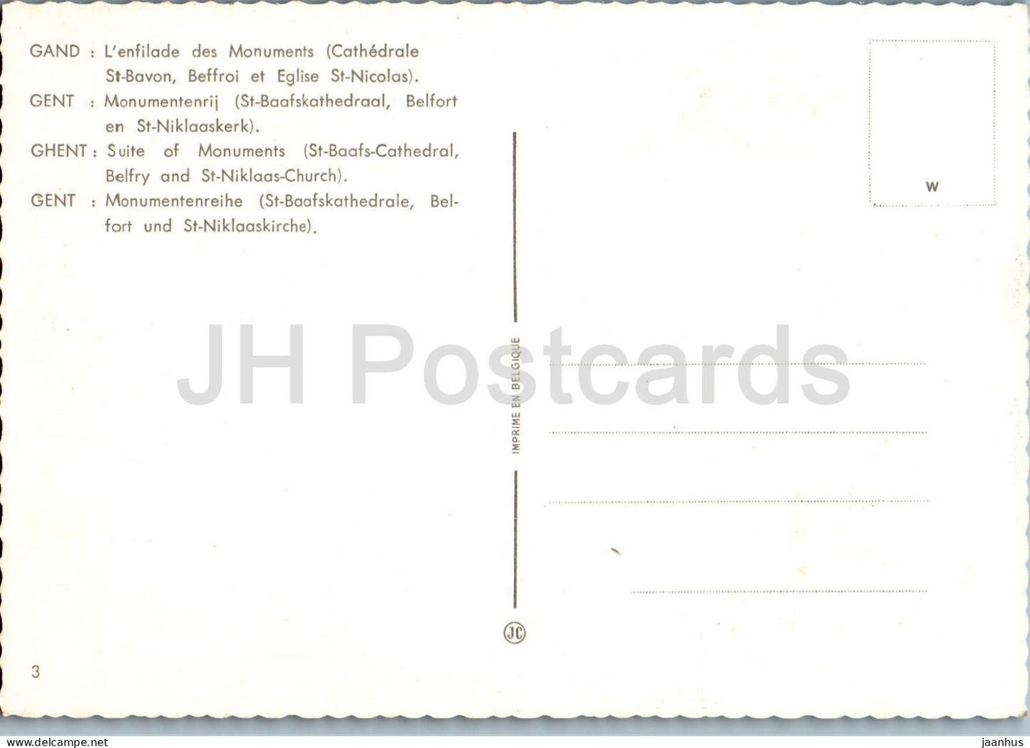 Gand - Gand - Suite de Monuments - Cathédrale St Baafs - Beffroi et église St Niklaas - 3 - Belgique - inutilisé