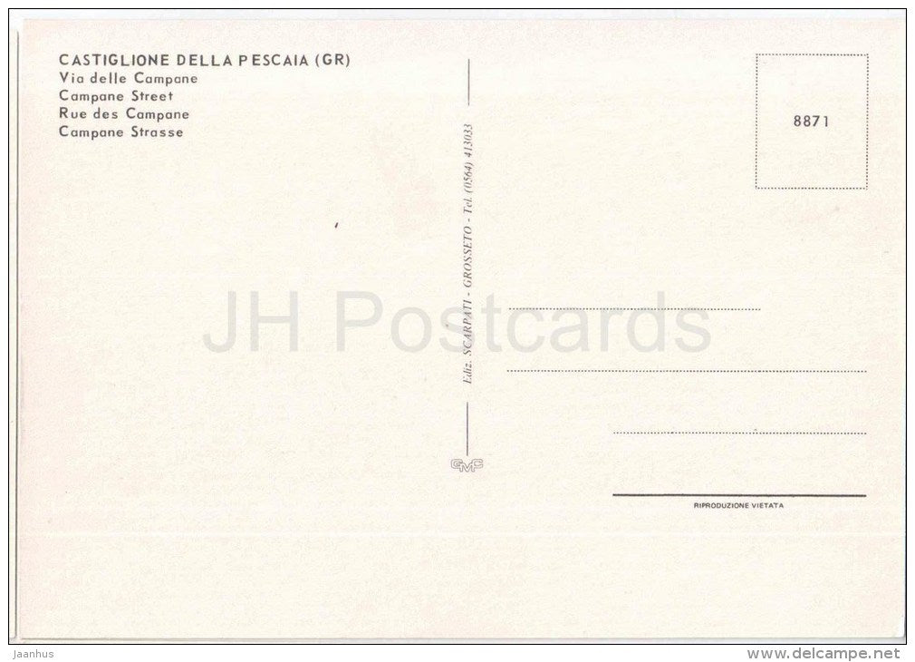 Via delle Campane , street - Castiglione della Pescaia - Grosseto - Toscana - 8871 - Italia - Italy - unused - JH Postcards