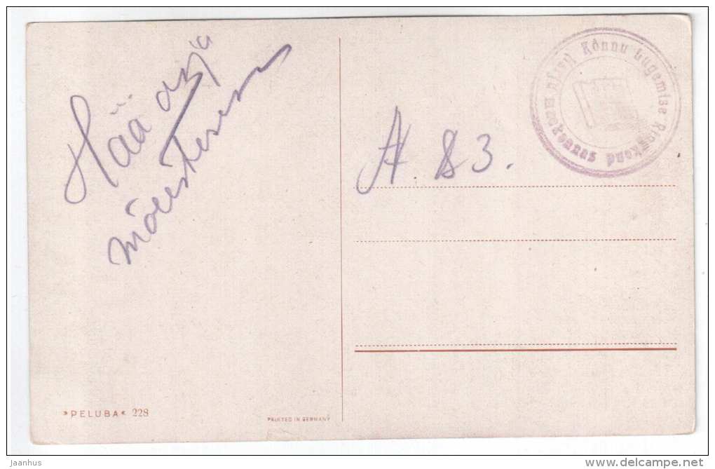 illustration - oak tree ? - Peluba 228 - old postcard - Estonian library seal - unused - JH Postcards