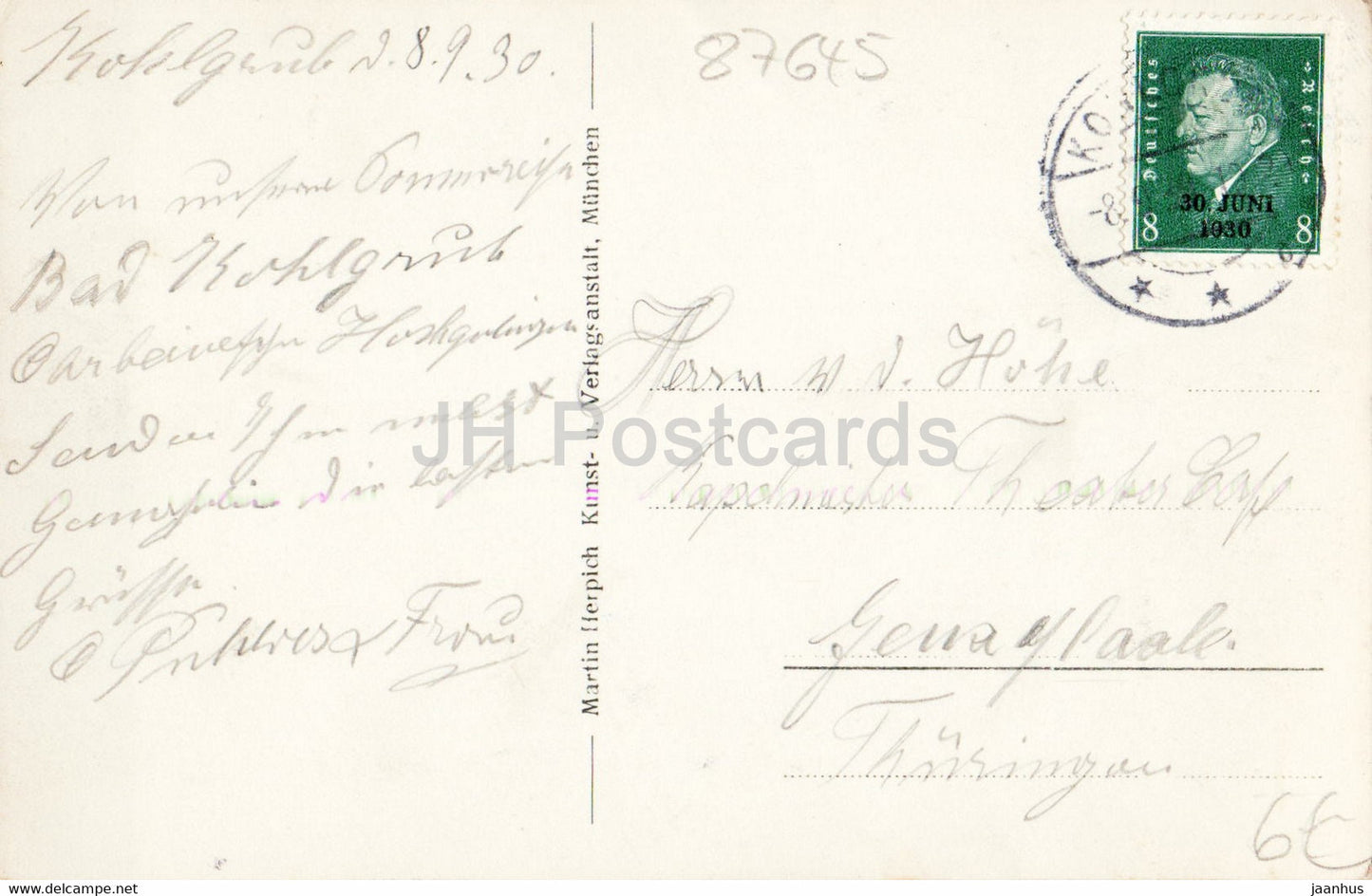 Schloss Hohenschwangau - château - 326 - 1930 - carte postale ancienne - Allemagne - utilisé