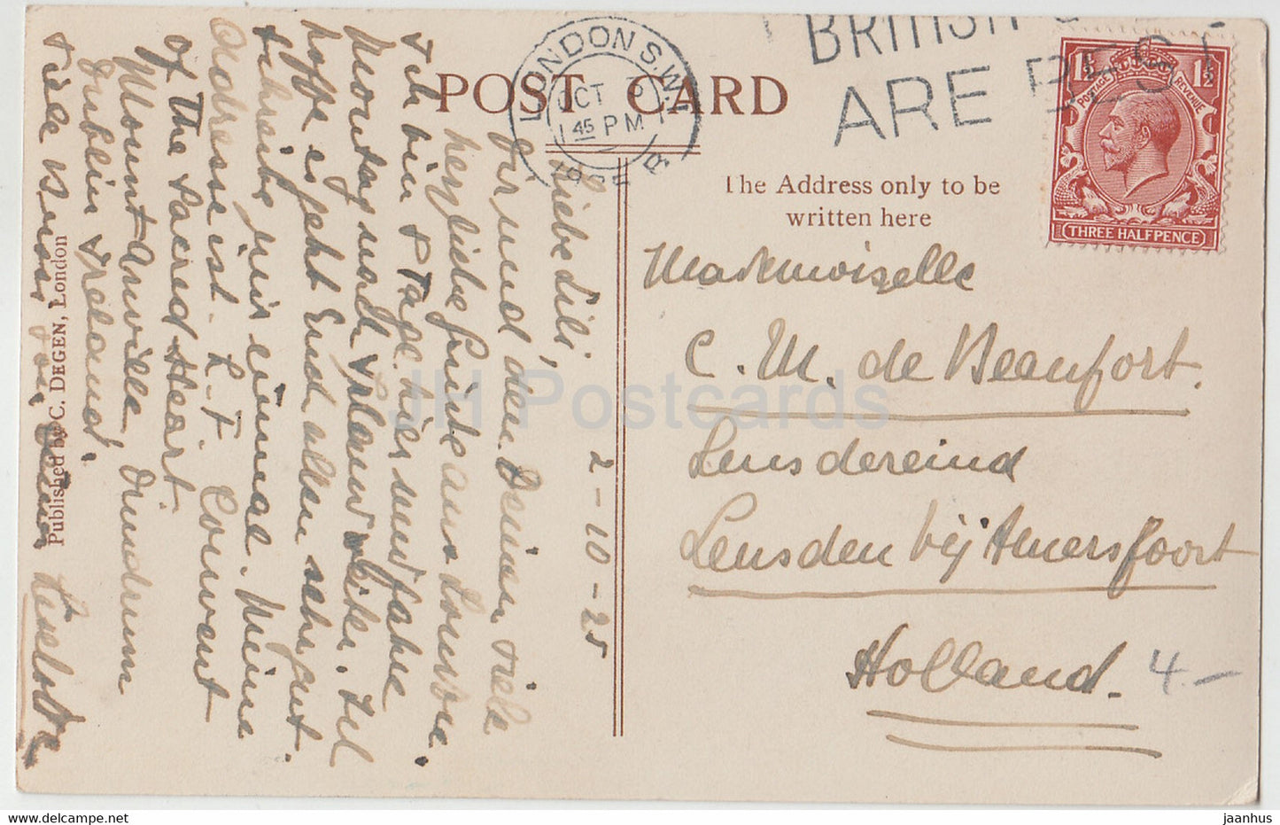 London – Piccadilly Circus – C. Degen – Auto – Bus – 220 – alte Postkarte – 1925 – England – Vereinigtes Königreich – gebraucht