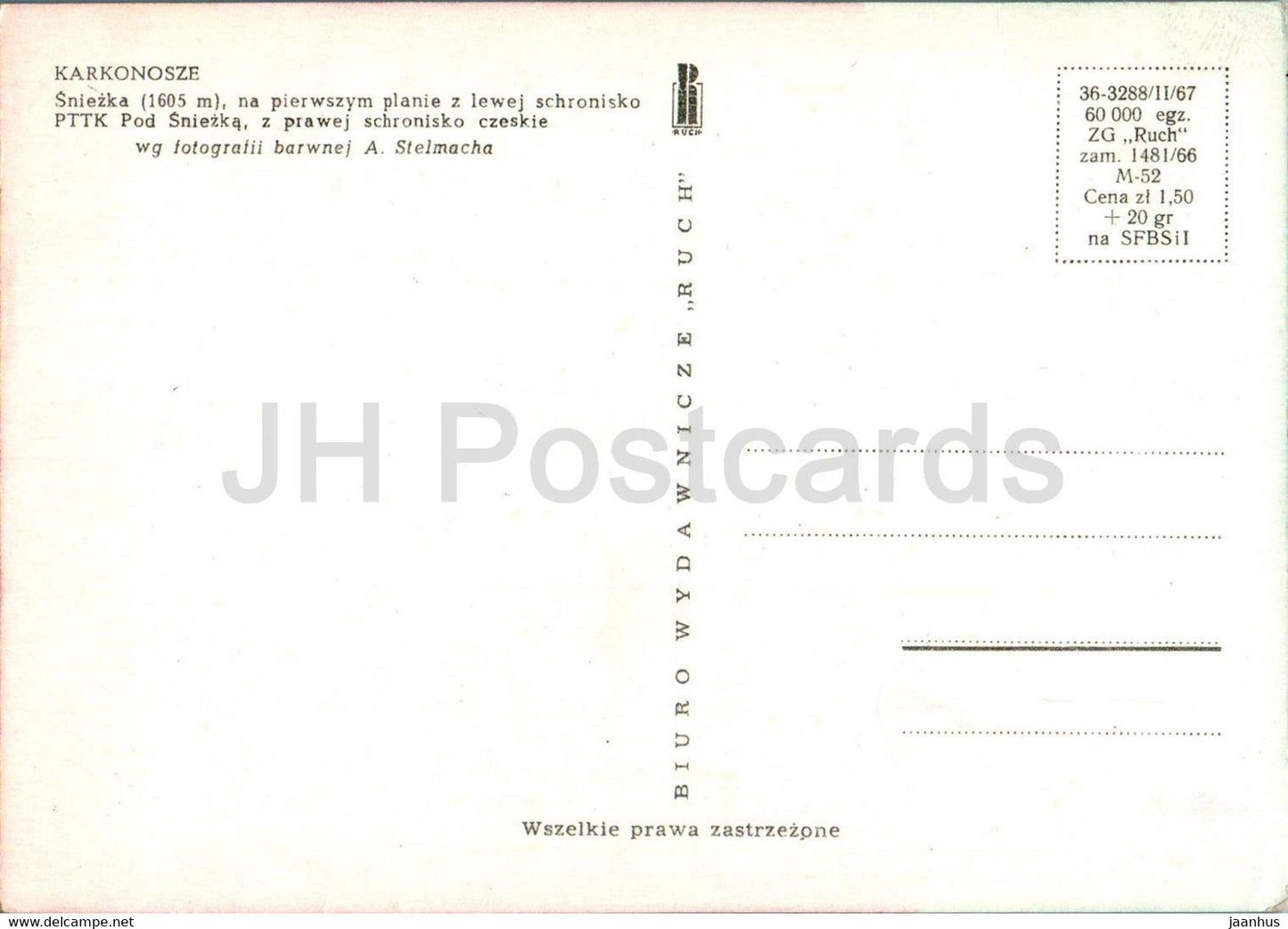 Karkonosze - Sniezka - PTTK Pod Sniezka - Poland - unused