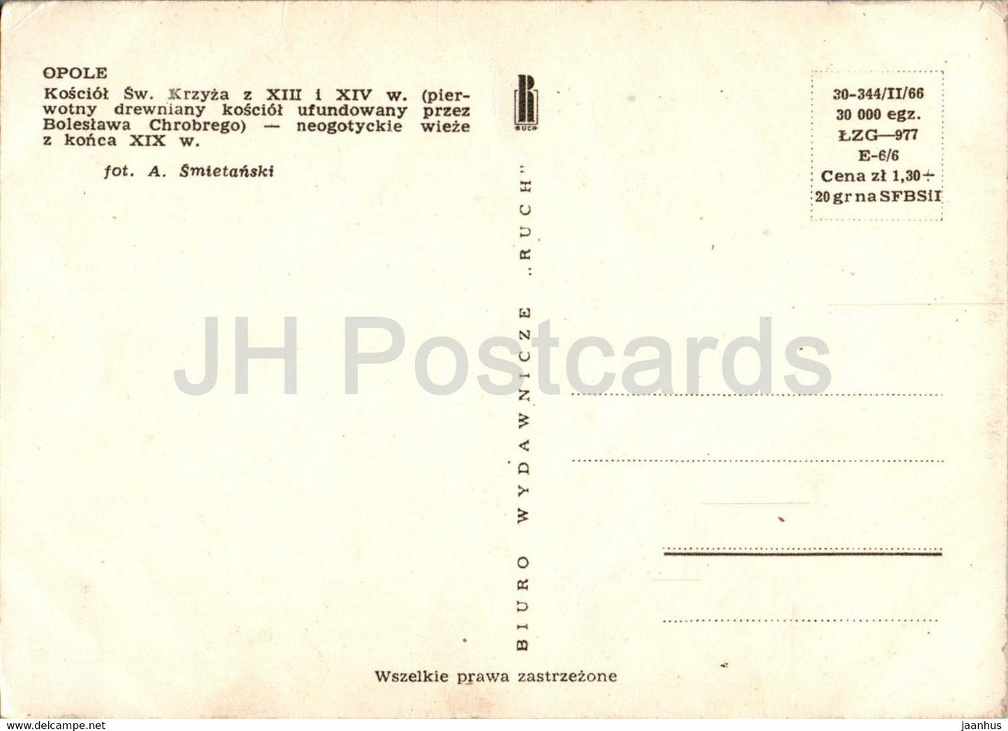 Opole - Kosciol Sw Krzyza - Church of the Holy Cross - Poland - unused