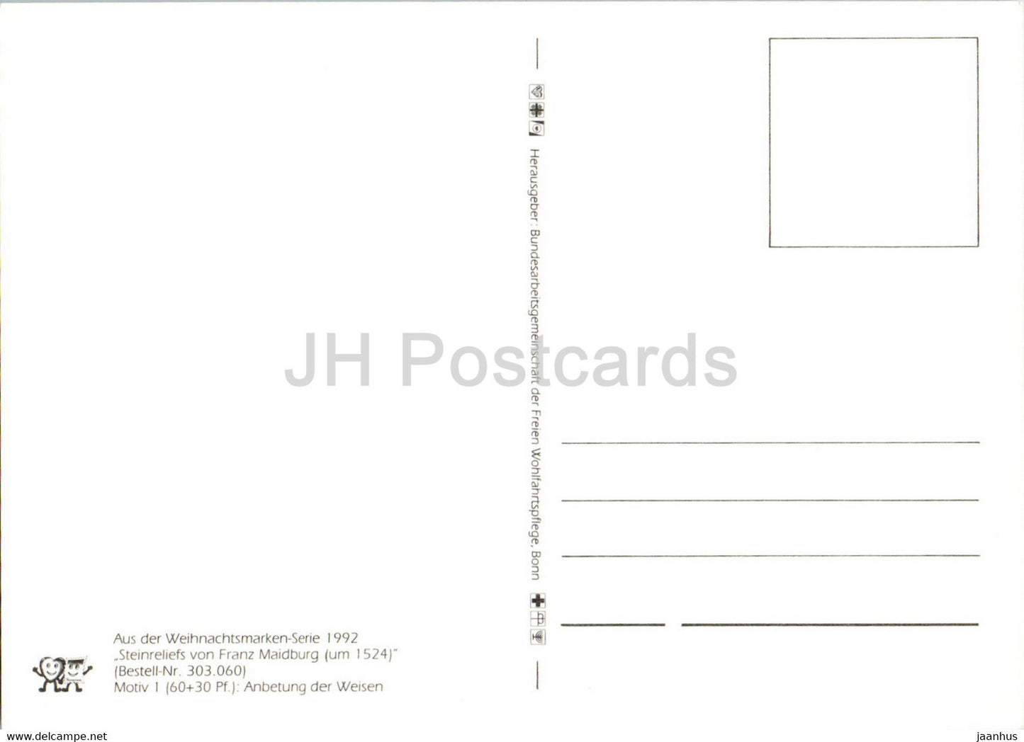 Weihnachtsgrußkarte - Steinreliefs von Franz Maidburg - Anbetung der Weisen - Anbetung der Könige Deutschland - unbenutzt