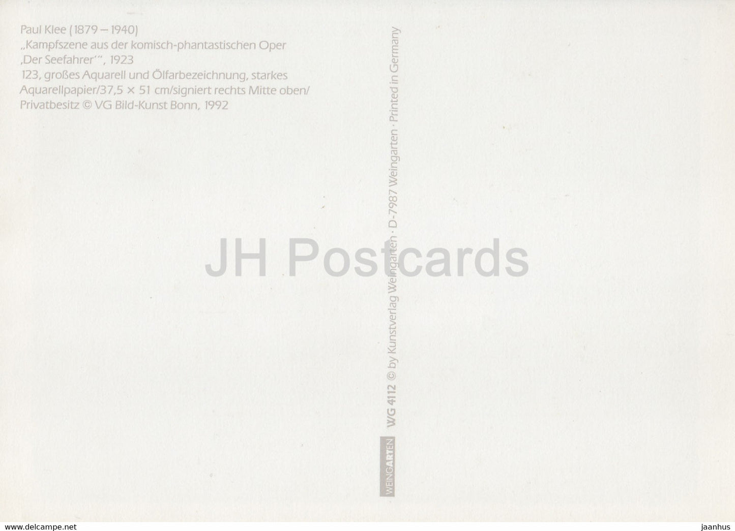painting by Paul Klee - Kampfszene aus der komisch phantastischen Oper Der Seefahrer - German art - Germany - unused