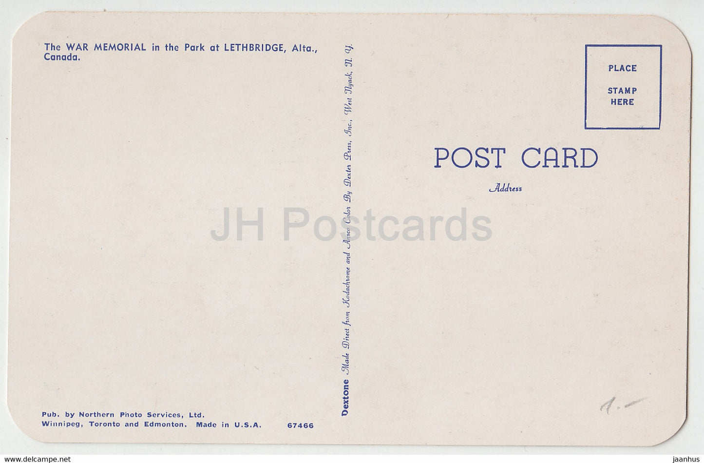 Das Kriegsdenkmal im Park von Lethbridge – Alta – Kanada – unbenutzt