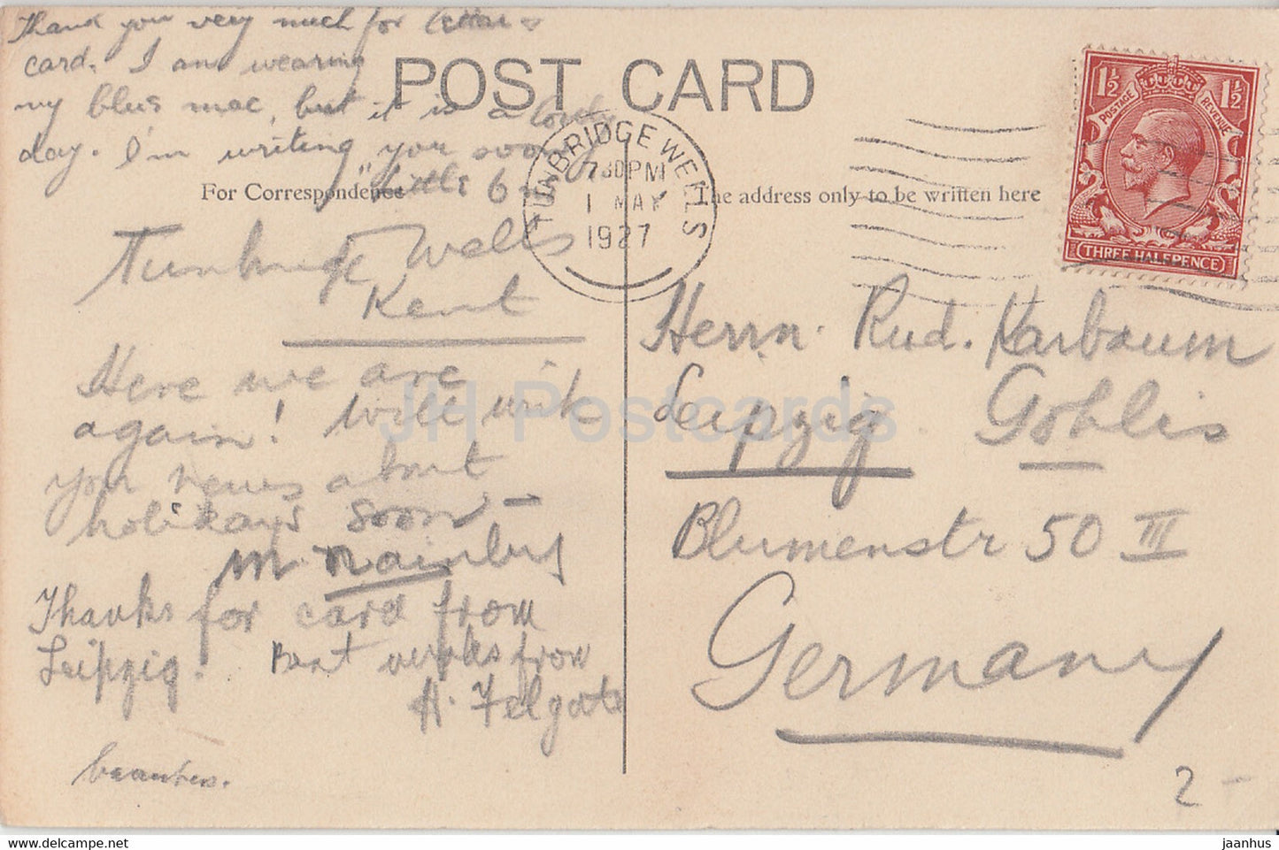 Tunbridge Wells - The Toad Rock - old postcard - 1927 - England - United Kingdom - used