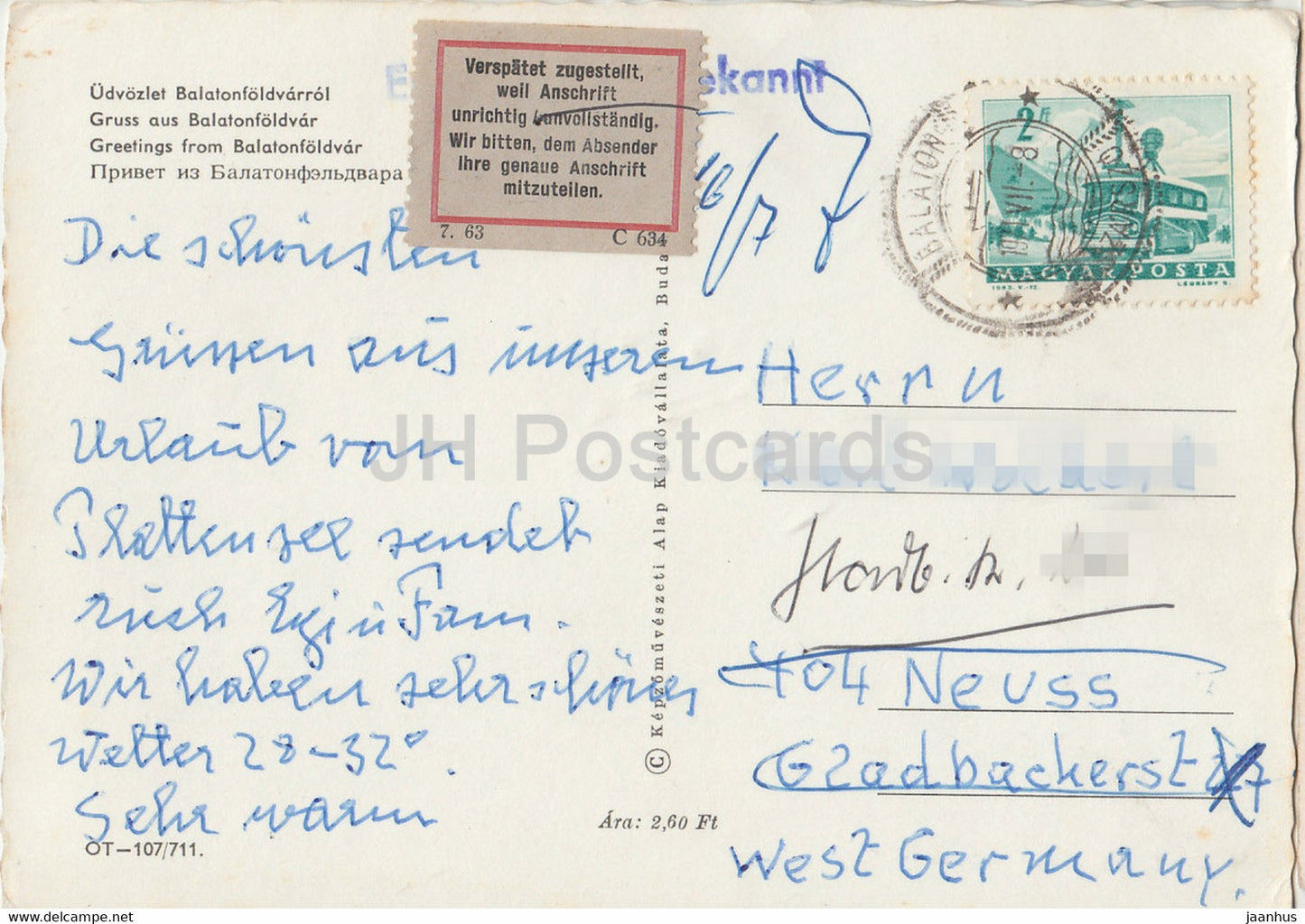 Grüße aus Balatonfoldvar - Flaggen - Segelboot - Strand - 1971 - Ungarn - gebraucht
