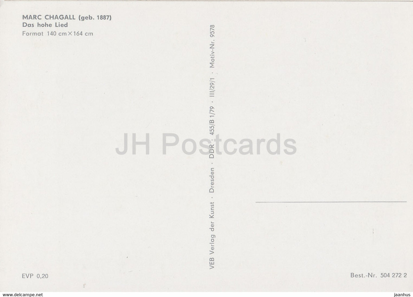 Gemälde von Marc Chagall – Das hohe Lied – Russische Kunst – Deutschland DDR – unbenutzt
