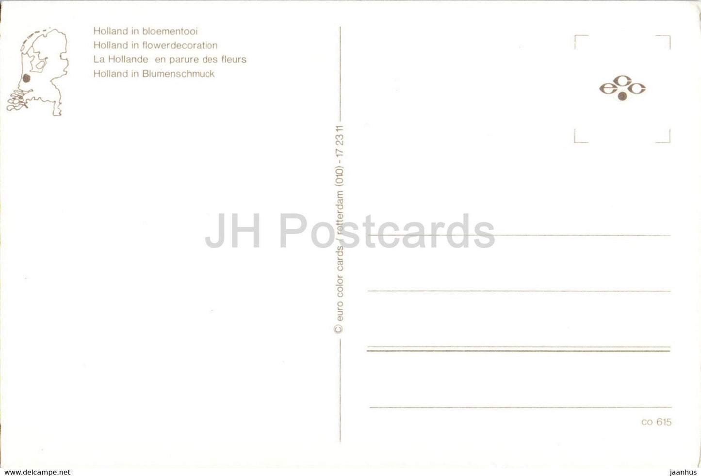 Holland in Flower decoration - folk costumes - windmill - Netherlands - unused