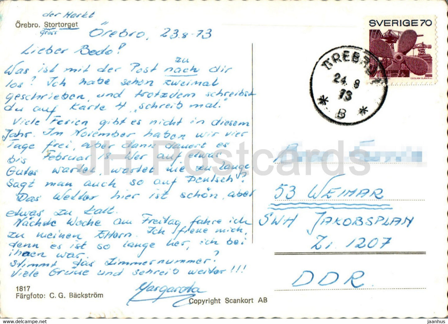 Örebro – Stortorget – 1973 – Schweden – gebraucht