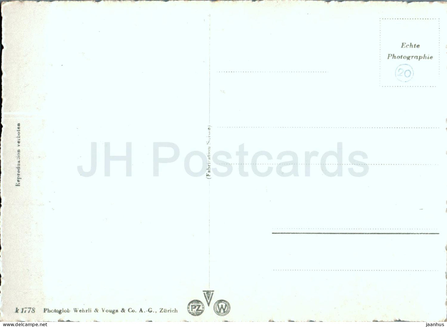 Zurich und die Alpen - pont - 1778 - carte postale ancienne - Suisse - inutilisé