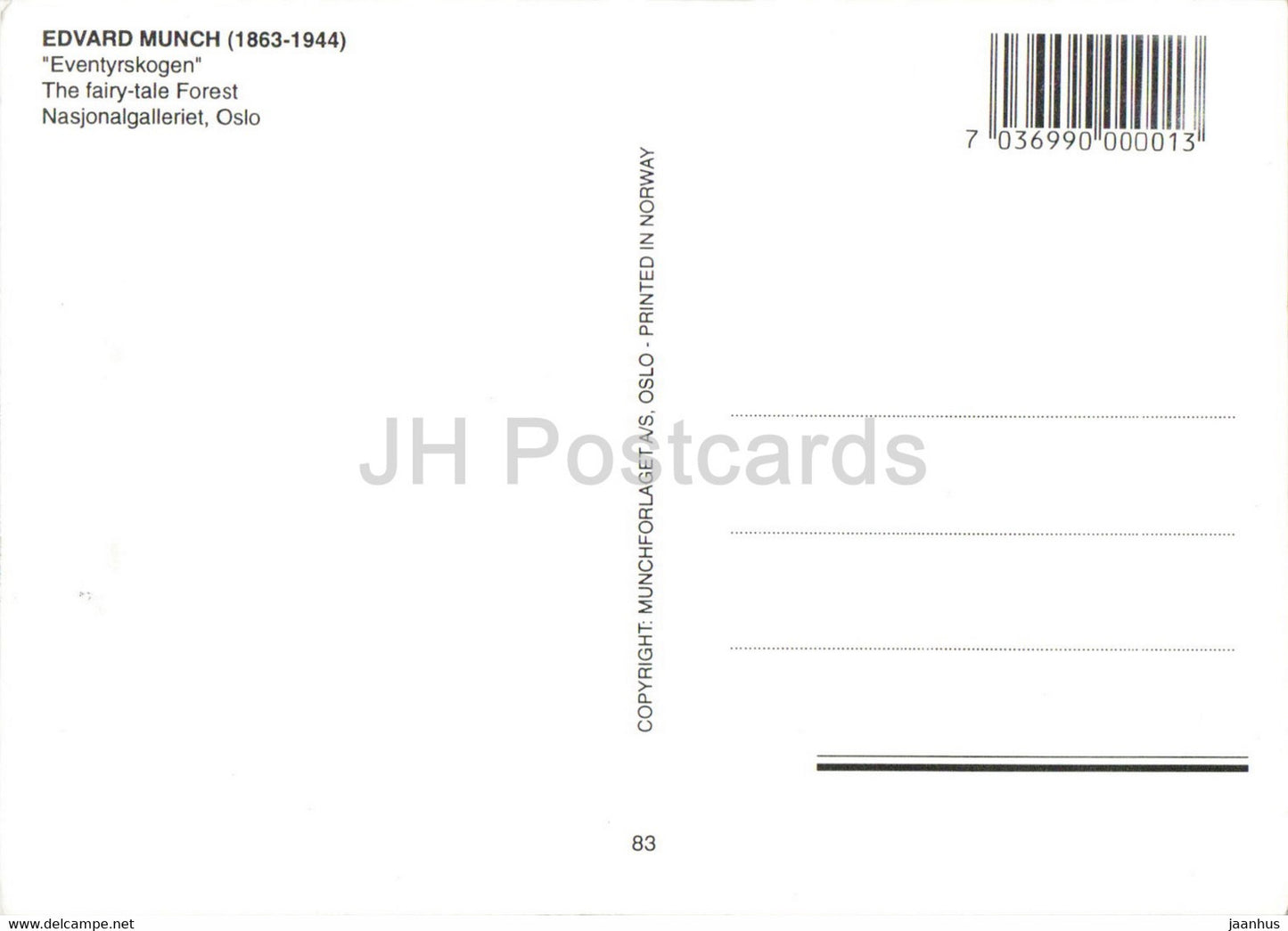 painting by Edvard Munch - The Fairy Tale Forest - children - Norwegian art - Norway - unused