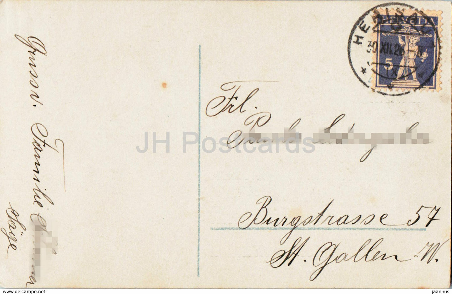 Neujahrsgrußkarte - Paar - Mann und Frau - 7212/3 - alte Postkarte - 1926 - Schweiz - gebraucht