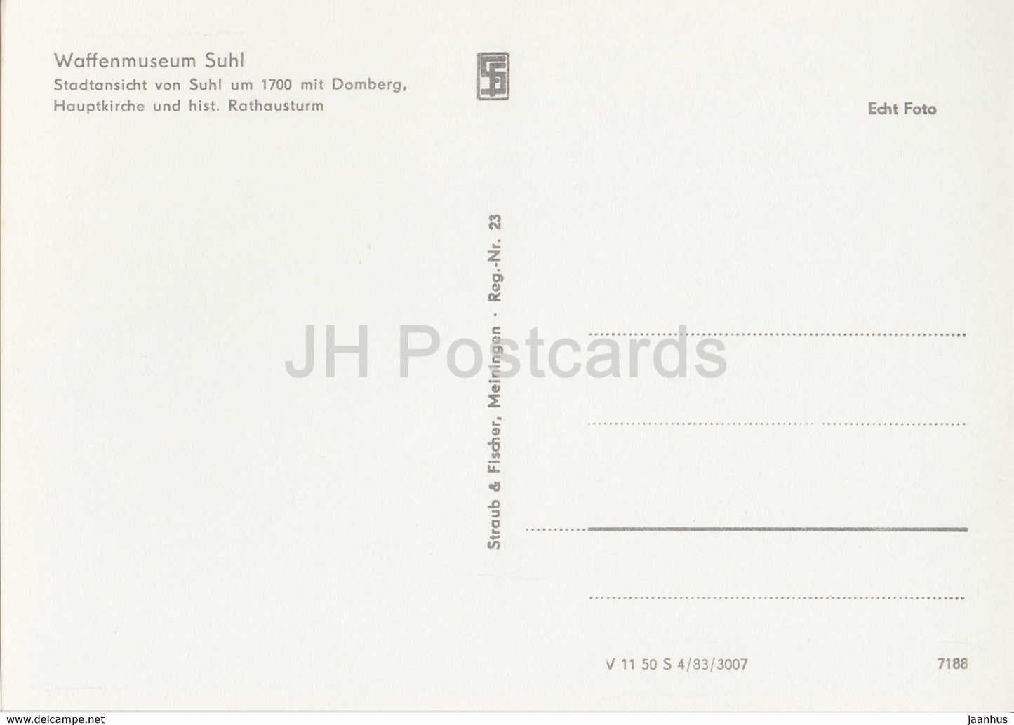 Stadtansicht von Suhl um 1700 mit Domberg - Waffenmuseum Suhl - DDR Germany - unused