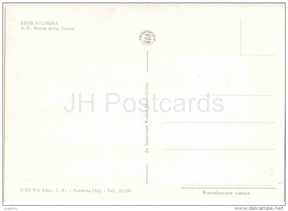 S.S. Maria della Tomba - church , palace - Sulmona - Abruzzo - 7/XII 972 - 67039 - Italia - Italy - unused - JH Postcards