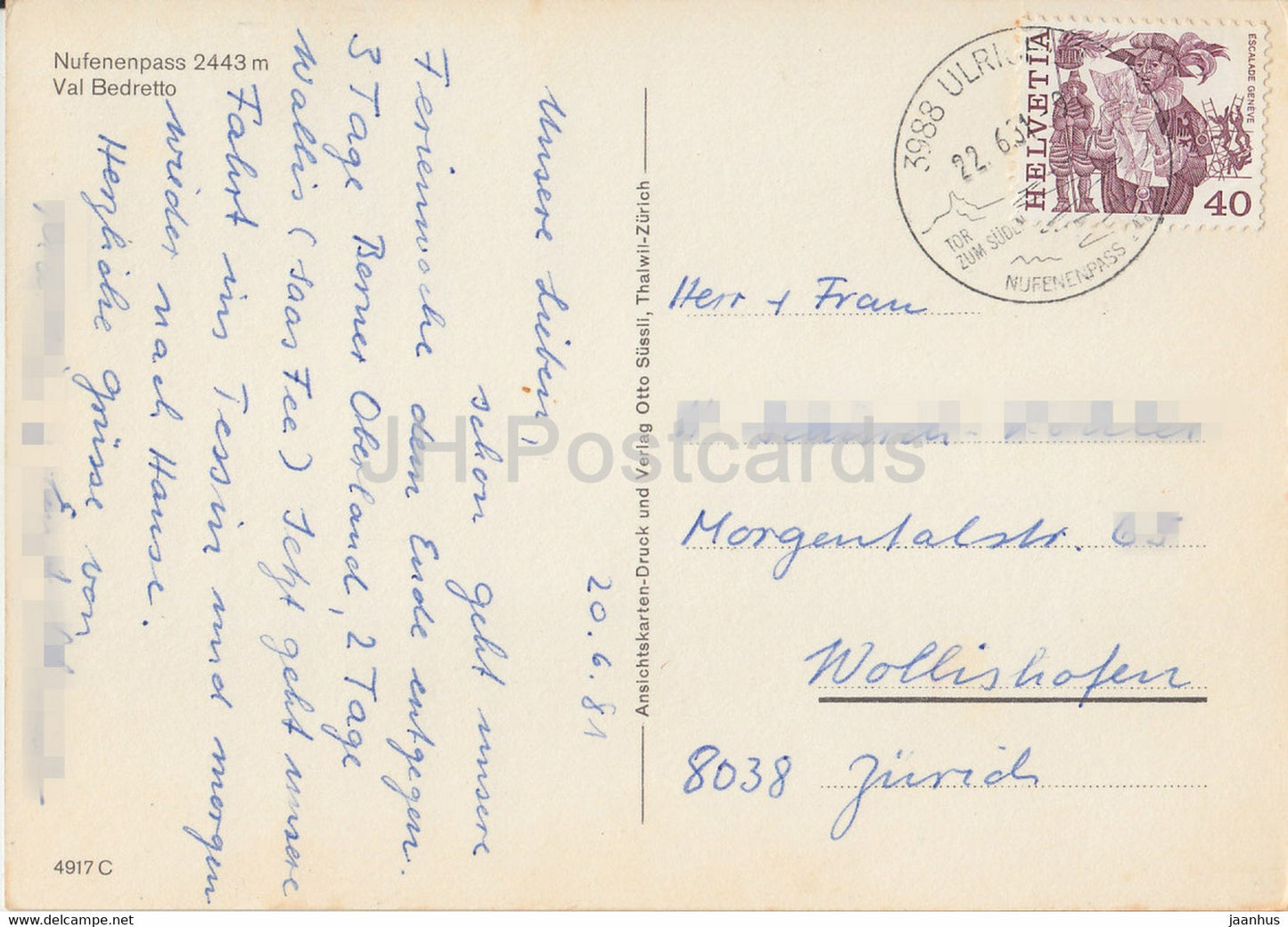 Nufenenpass 2443 m - Val Bedretto - Bus - 1981 - Schweiz - gebraucht