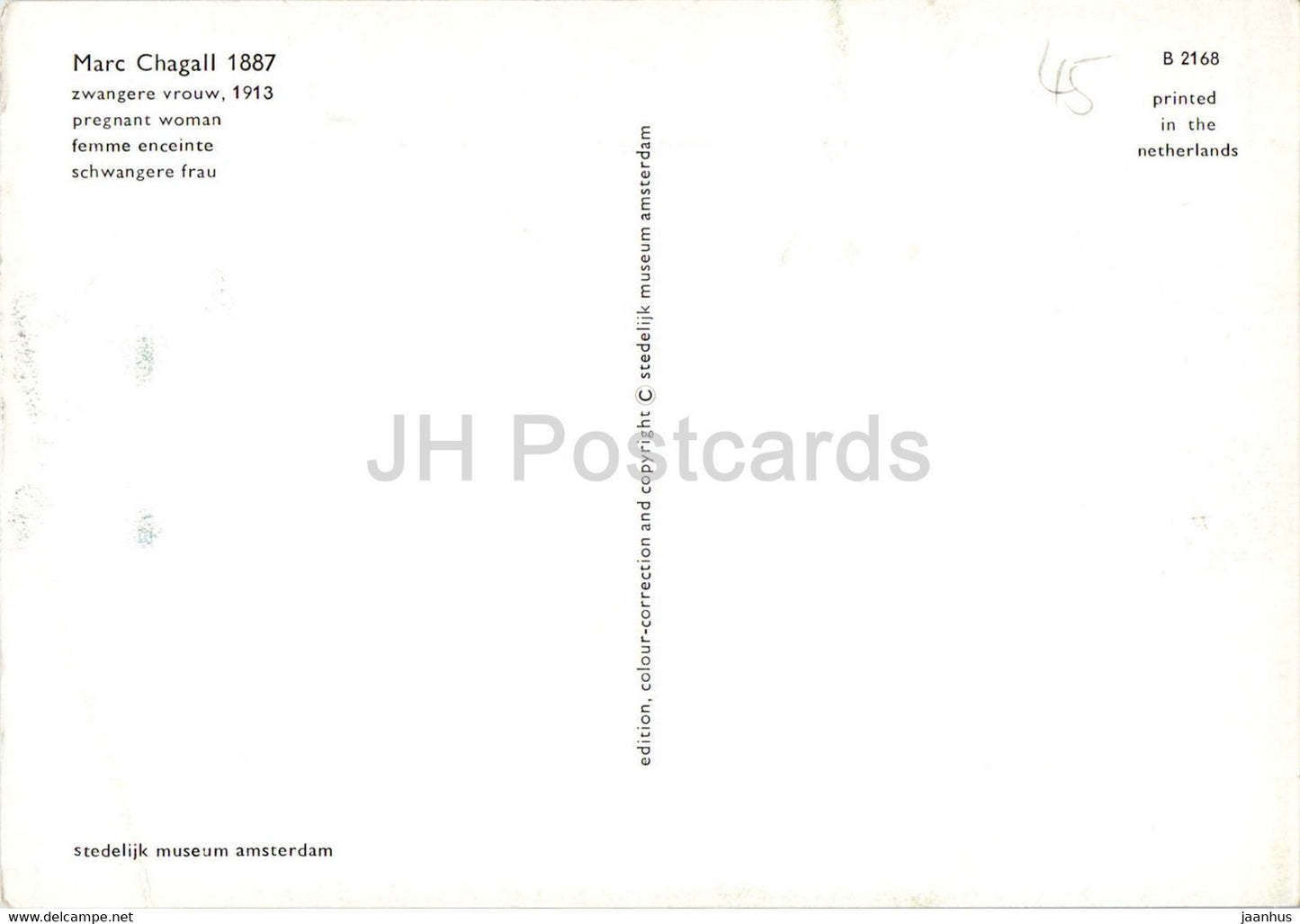 painting by Marc Chagall - Pregnant Woman - French art - Netherlands - unused