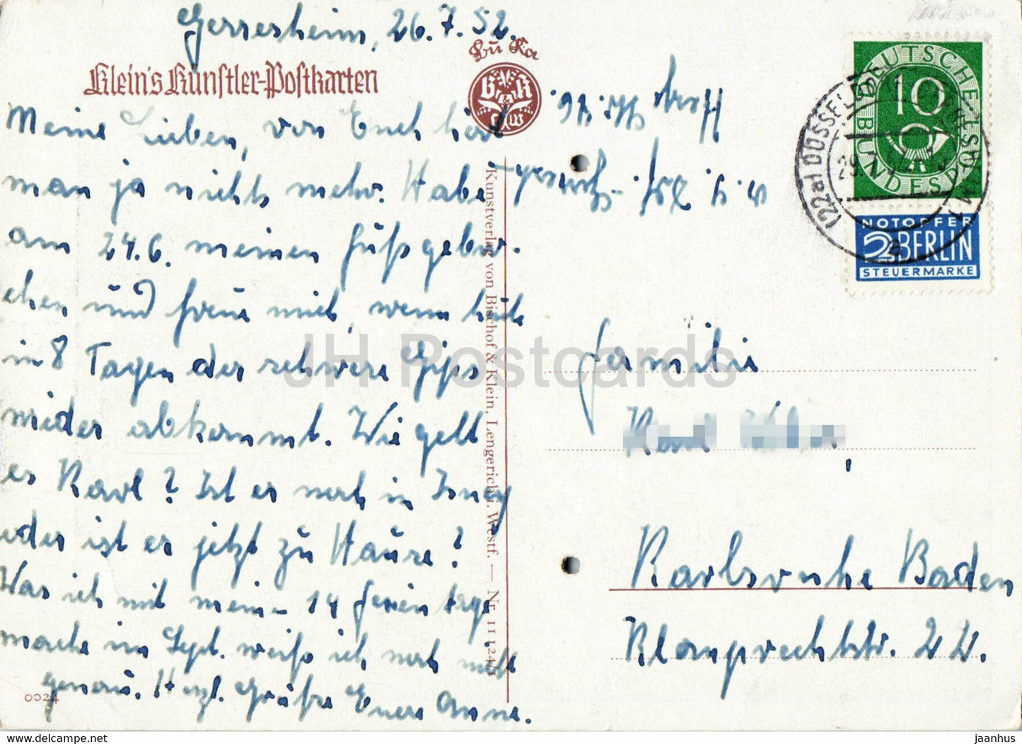 tableau d'Otto Vaeltl - Tournesols - Art allemand - carte postale ancienne - 1952 - Allemagne - utilisé