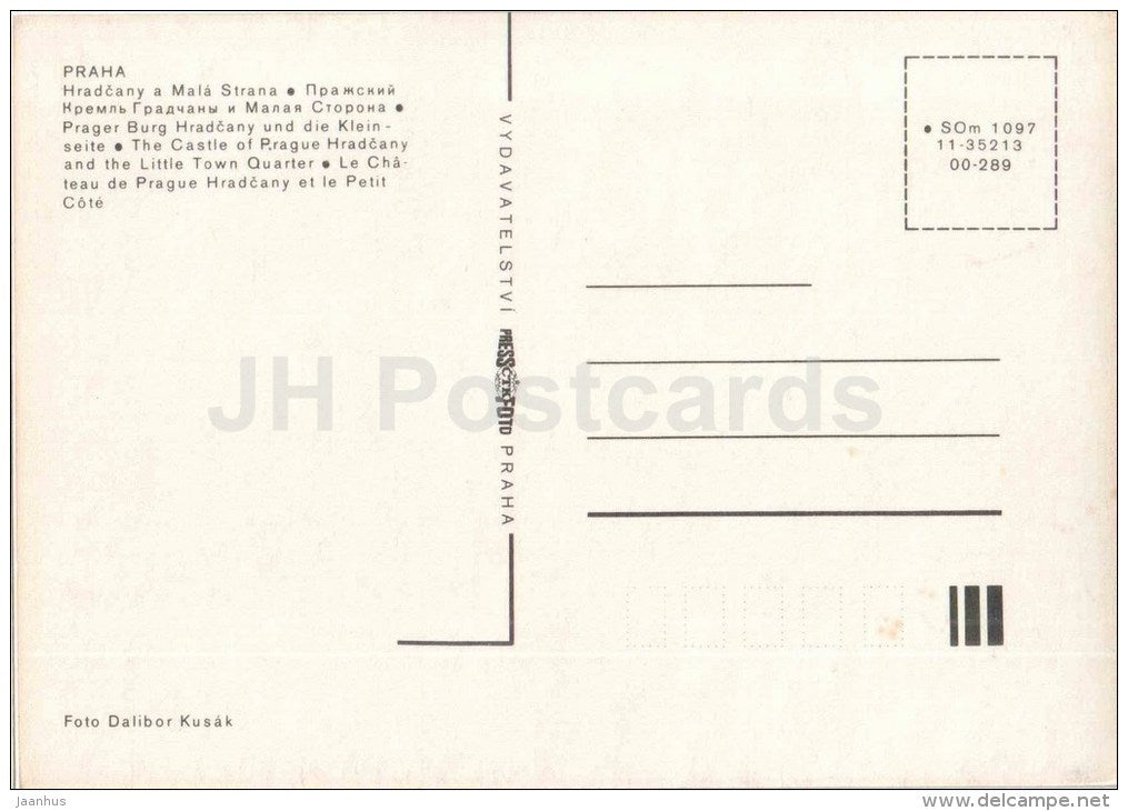 Praha - Prague - The Castle of Prague Hradcany and the Little Town Quarter - Czechoslovakia - Czech Republic - unused - JH Postcards