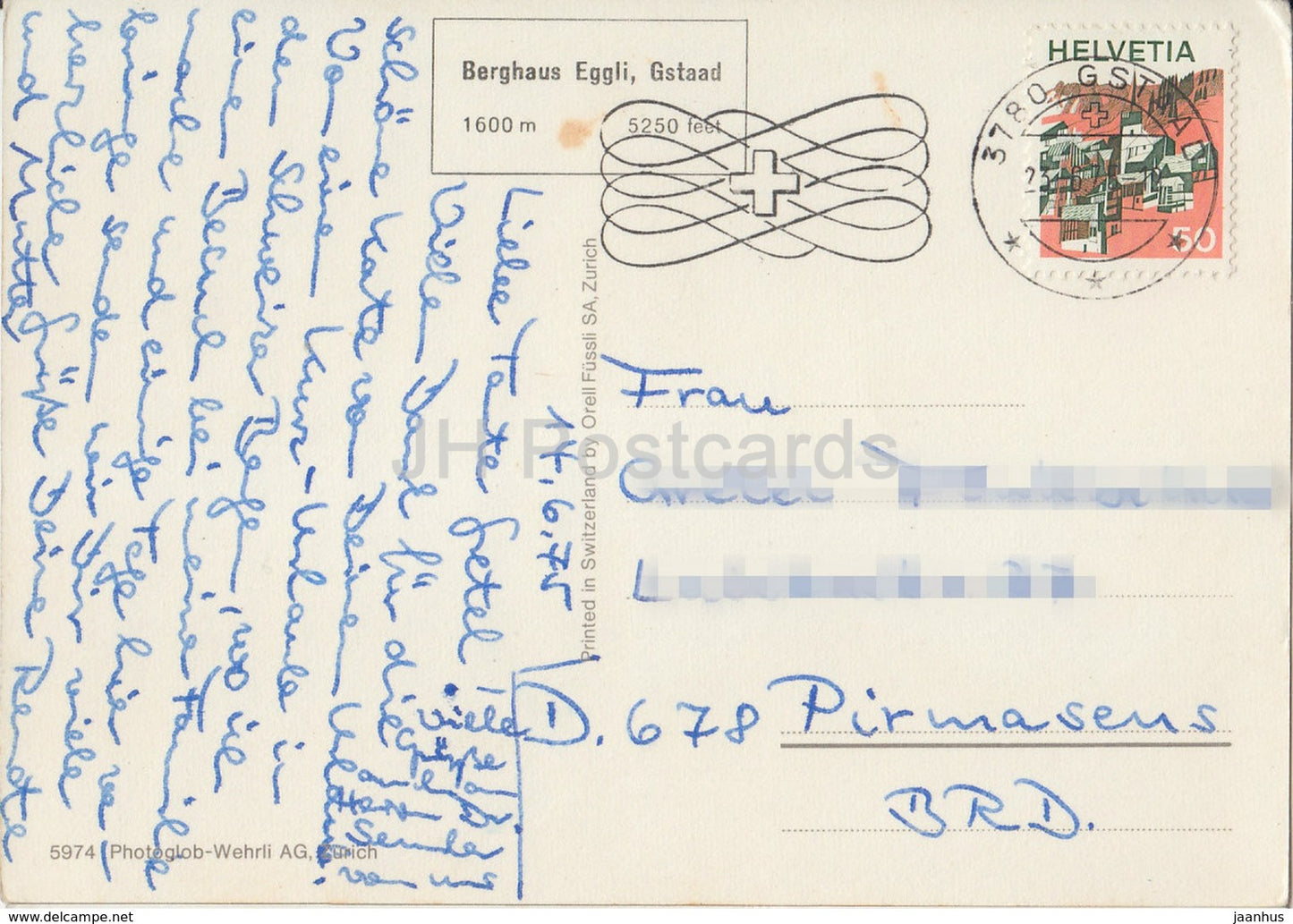 Gstaad 1050 m - Berghaus Eggli - multiview - Suisse - 1975 - occasion