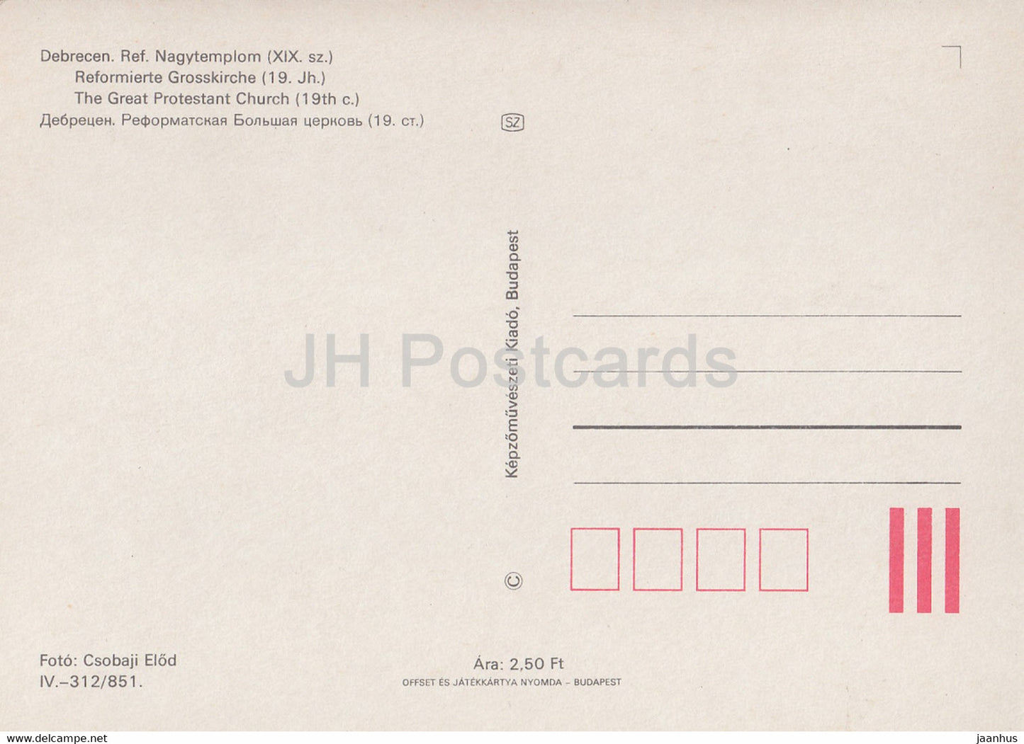 Debrecen – Die Große Protestantische Kirche – Ungarn – unbenutzt