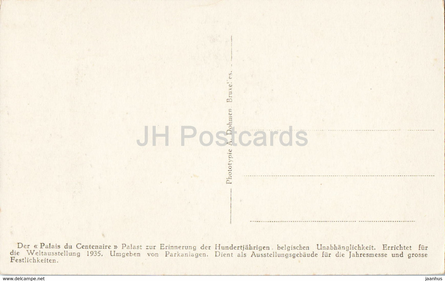 Bruxelles - Brüssel - Palais du Centenaire - Palast zur Erinnerung Unabhanglichkeit - alte Postkarte - Belgien - unbenutzt