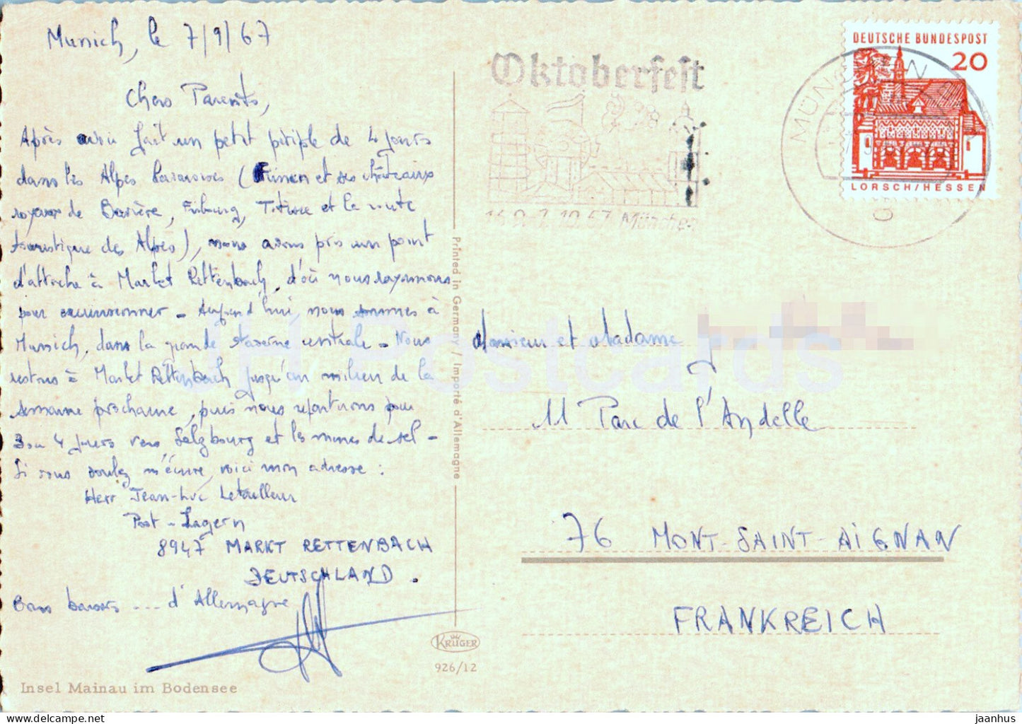 Insel Mainau am Bodensee – 926/12 – 1967 – Deutschland – gebraucht