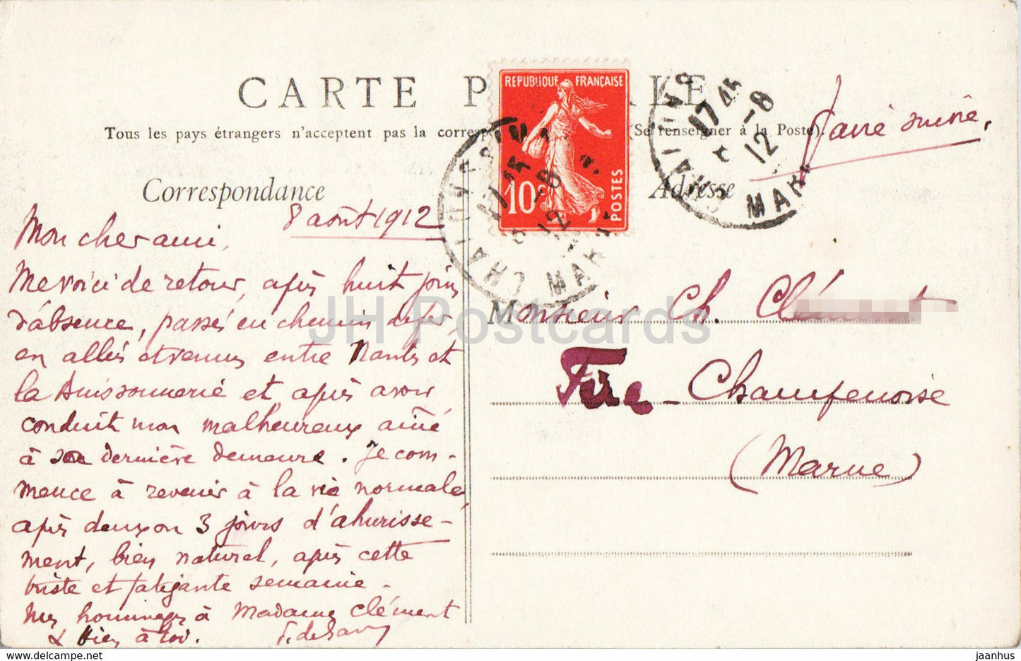 Grenoble - La Montee de Chalmont - 240 - old postcard - 1912 - France - used