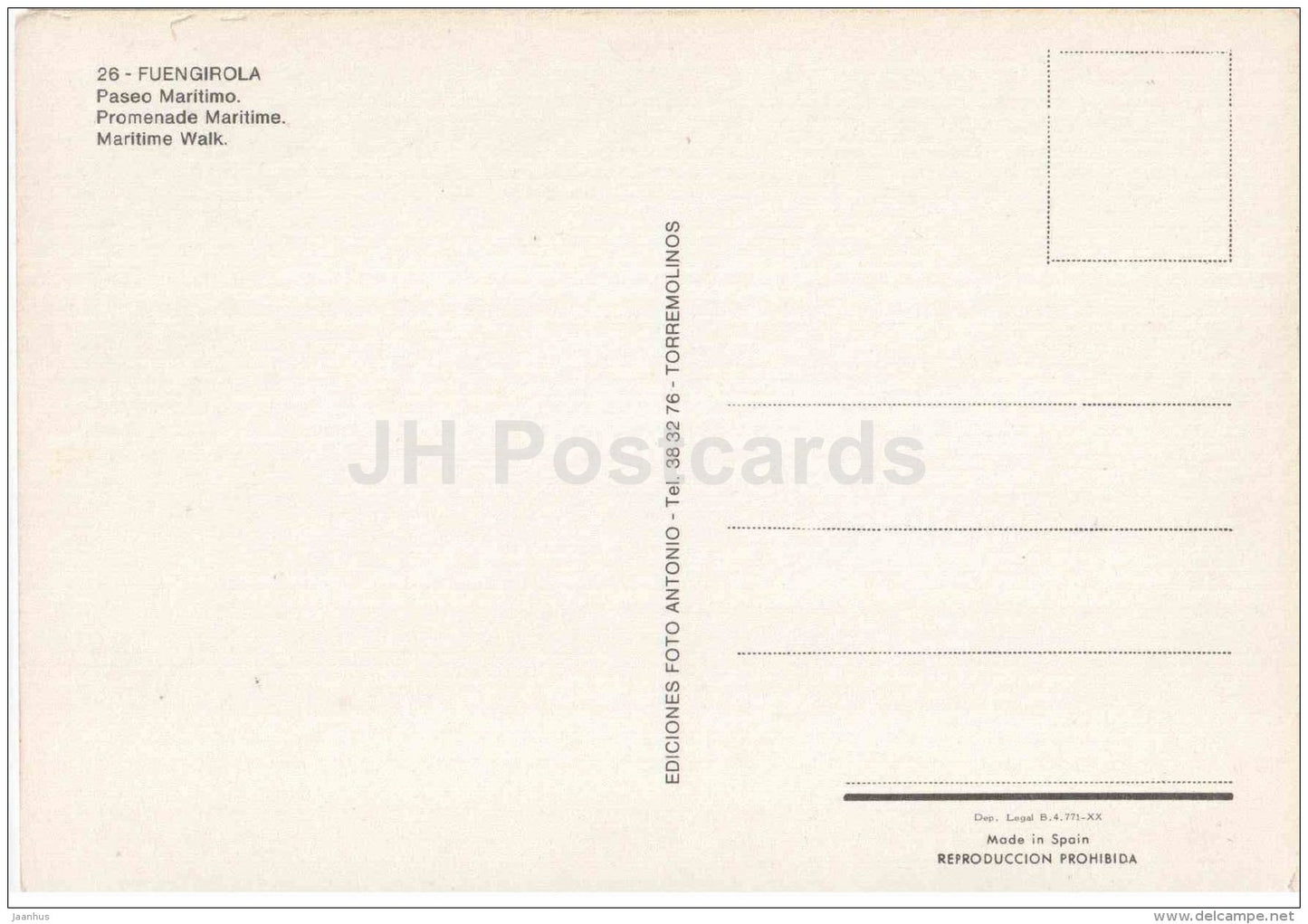 Paseo Maritimo - Promenade Maritime - sailing boat - Spain - unused - JH Postcards