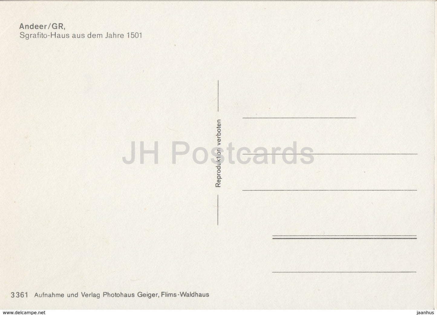 Andeer - Sgrafito Haus aus dem Jahre 1501 - 3361 - Switzerland - unused