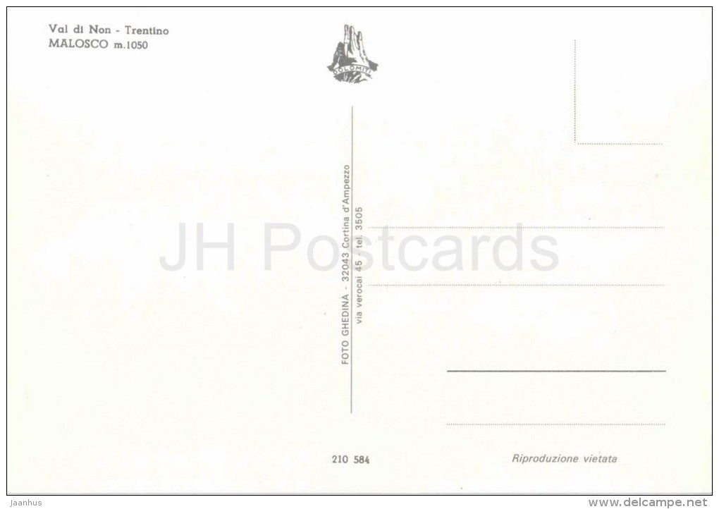 Val di Non - Malosco - Trentino church - 210 584 - Italia - Italy - unused - JH Postcards