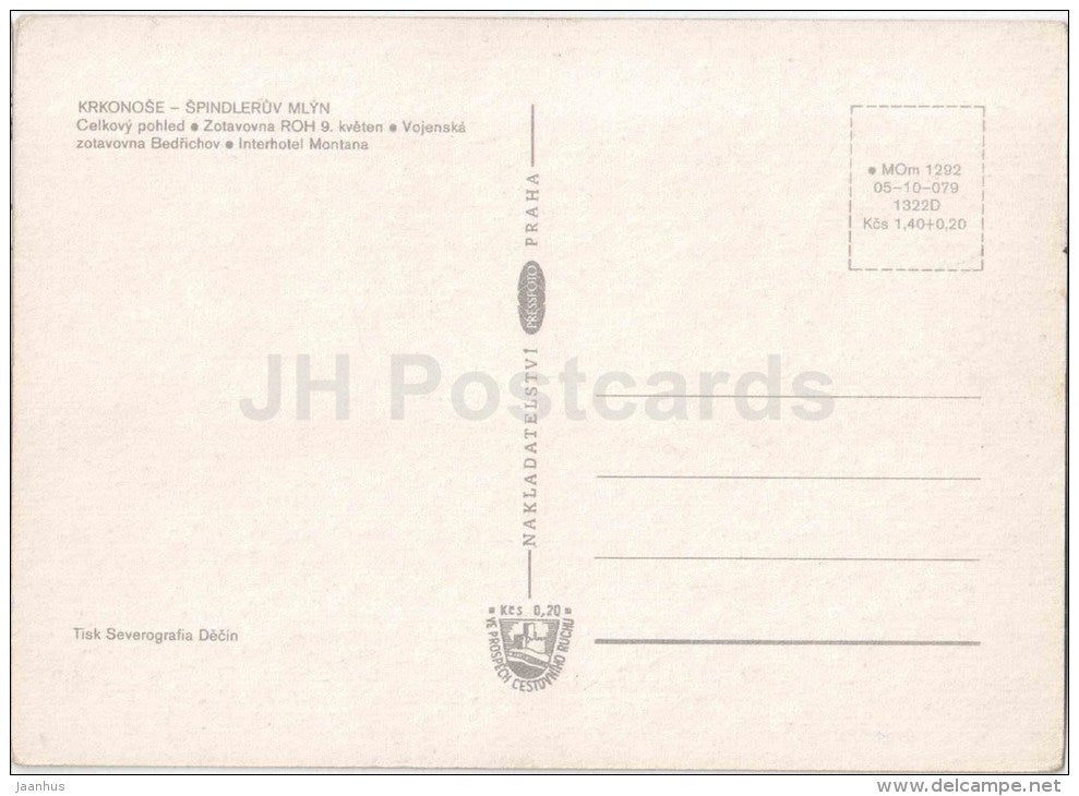 Spindleruv Mlyn - Krkonose - convalescent home ROH 9. May - Bedrichov - ski resort - Czechoslovakia - Czech - unused - JH Postcards