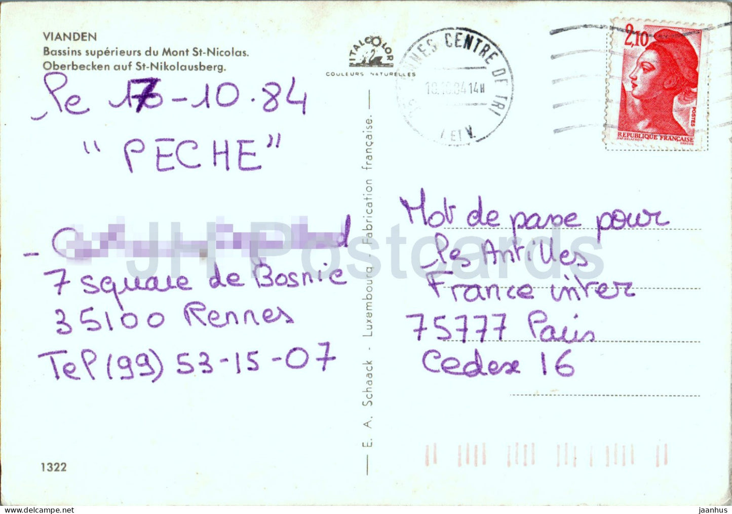 Vianden - Bassins superieurs du Mont St Nicholas - 1322 - 1984 - Luxembourg - used